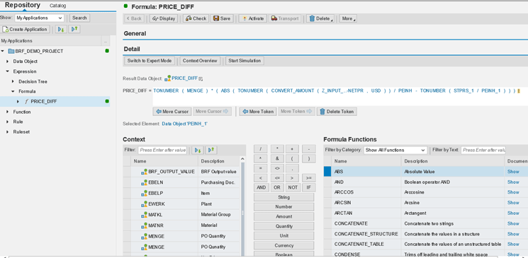 Figure 5 — Write the formula expression using the previously defined data elements