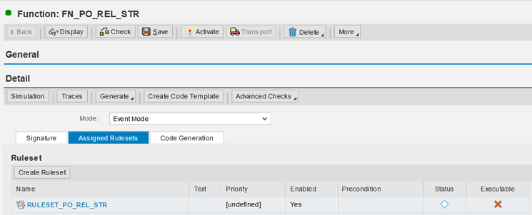 Figure 18 — The ruleset assigned to the function