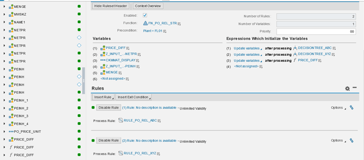 Figure 19 — Define any preconditions, variables, and rules for the ruleset